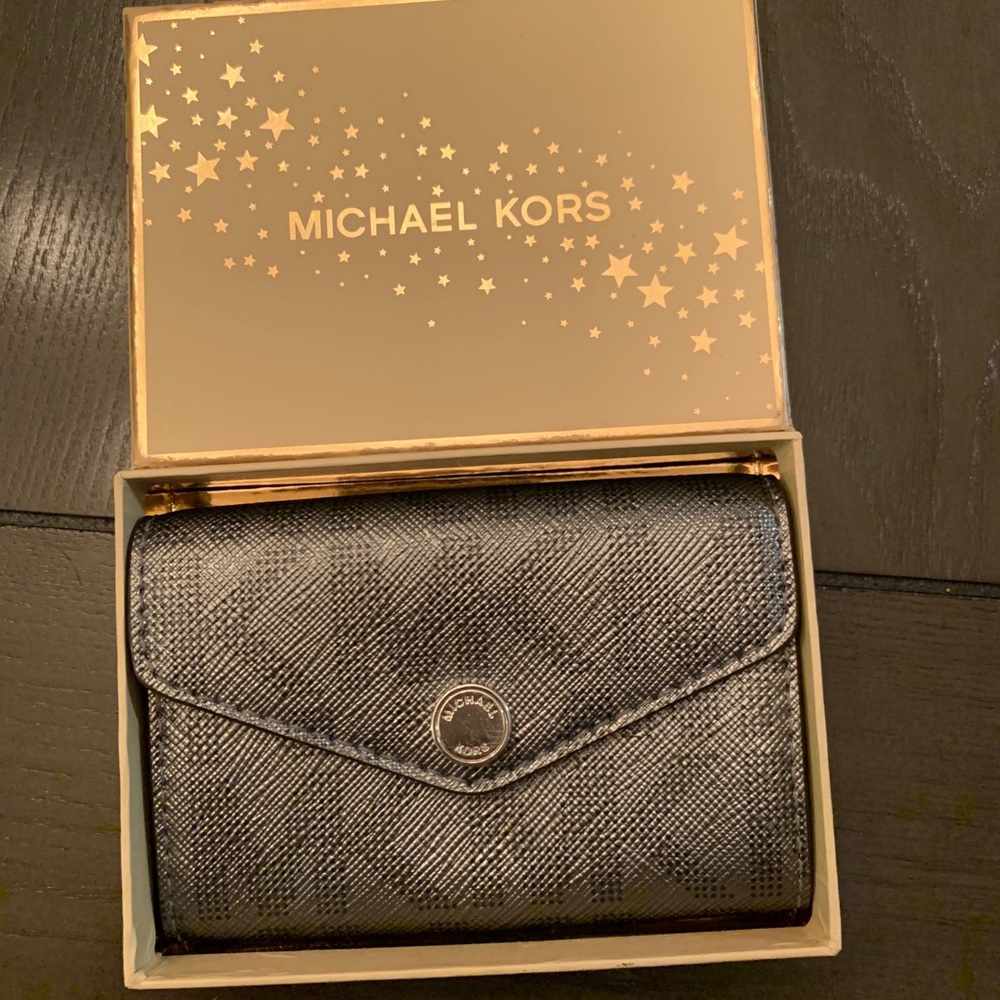Michael Kors Gunmetal Card Holder Wallet